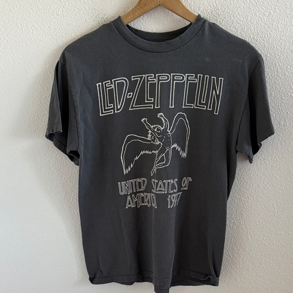 Led Zeppelin United States of America 1977 Gray Graphic T-Shirt Medium - Picture 1 of 6
